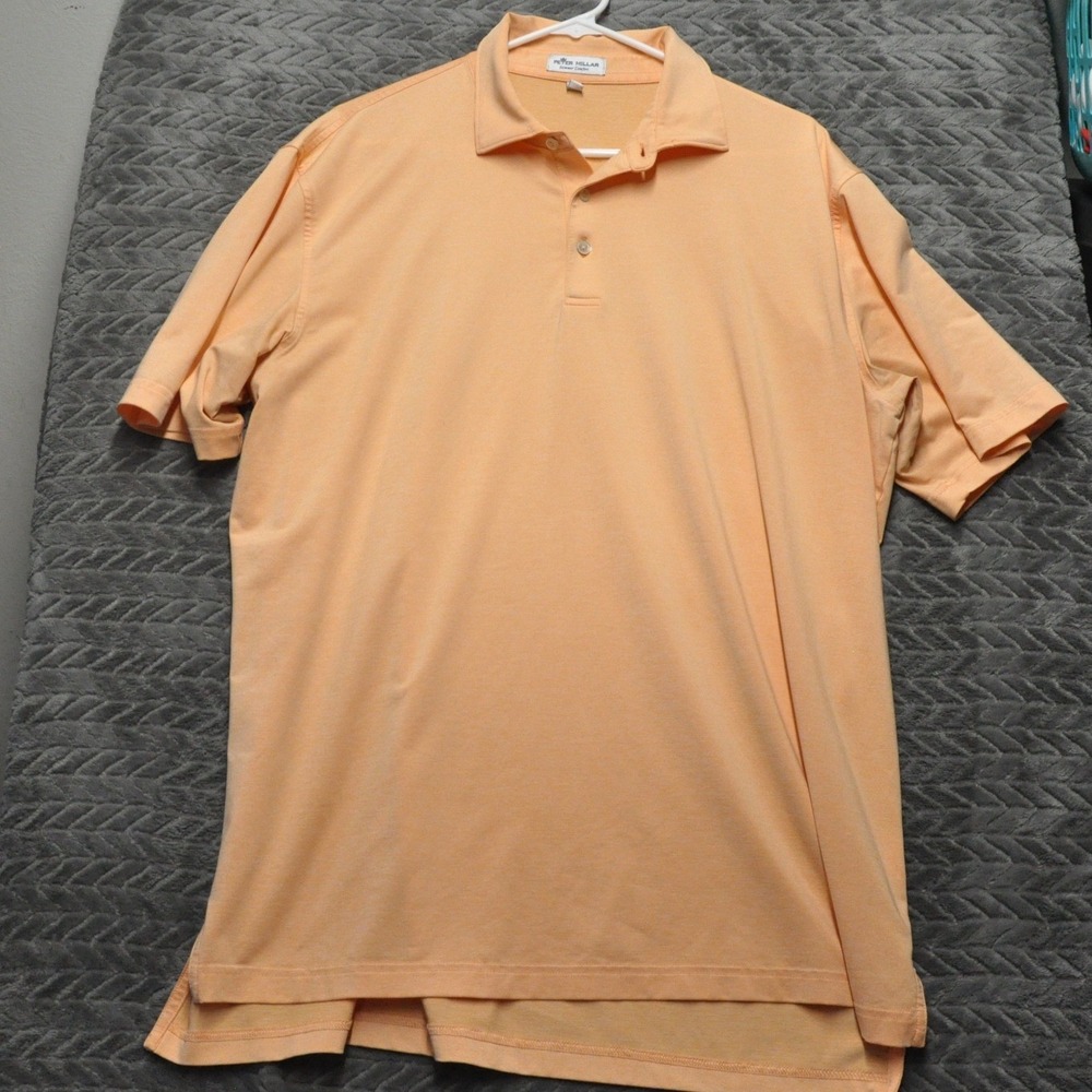 Peter Millar Polo Shirt Large Orange Excellent Summer Comfort MS21EK01S (1792)